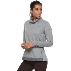 Nike Gray Cowl Neck Sweatshirt Dri-Fit With Pockets M Medium
